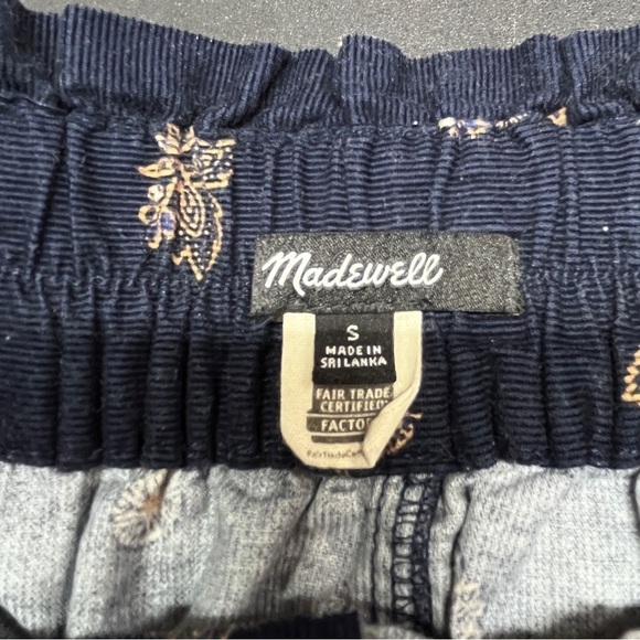 Madewell Paperbag Button-Front Mini Skirt Micro Corduroy Navy Blue Floral pocket - Picture 4 of 7